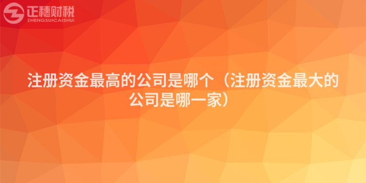 注册资金最高的公司是哪个（注册资金最大的公司是哪一家）